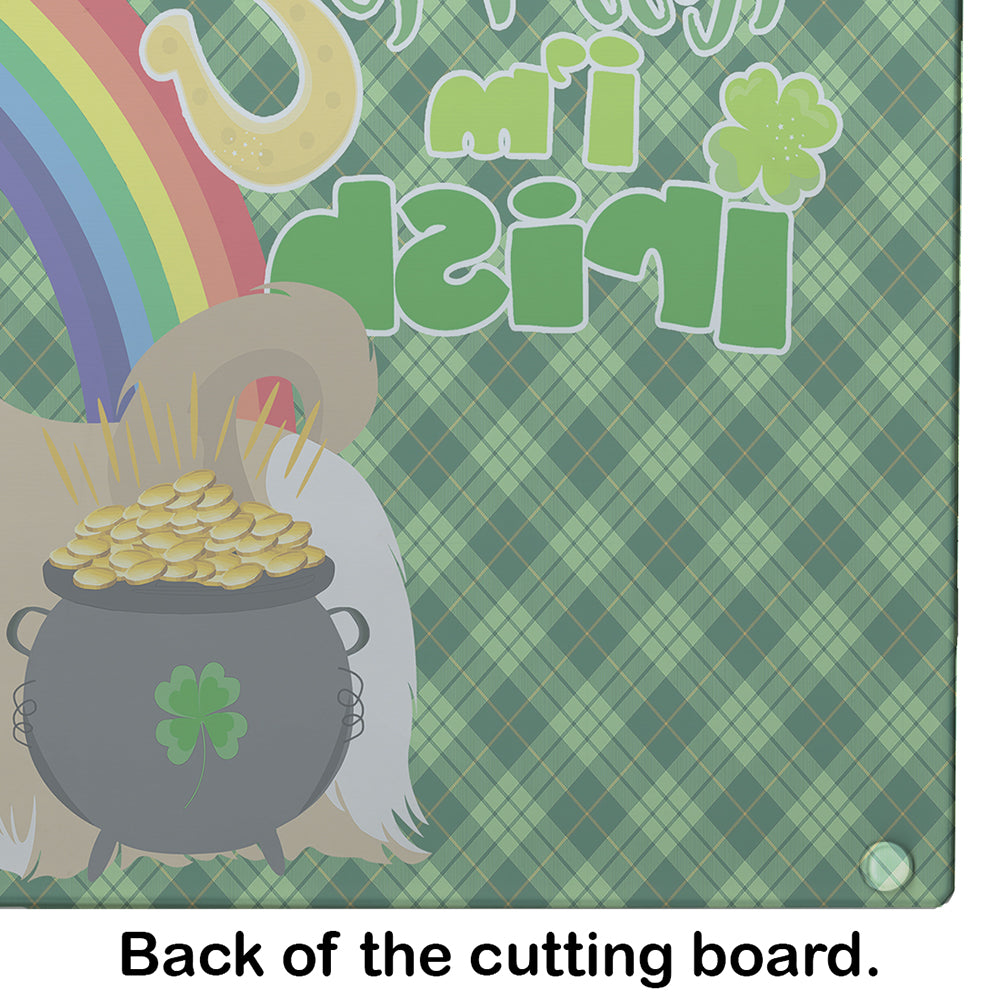 Gold and White Shih Tzu St. Patrick's Day Glass Cutting Board Large - the-store.com