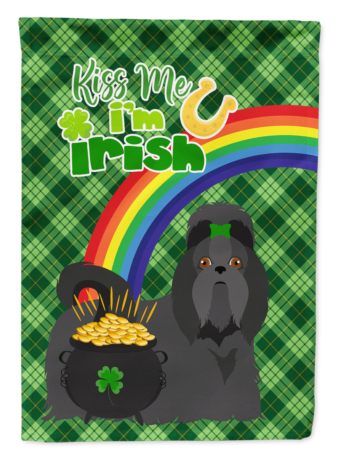 Black Shih Tzu St. Patrick&#39;s Day Flag Garden Size  the-store.com.