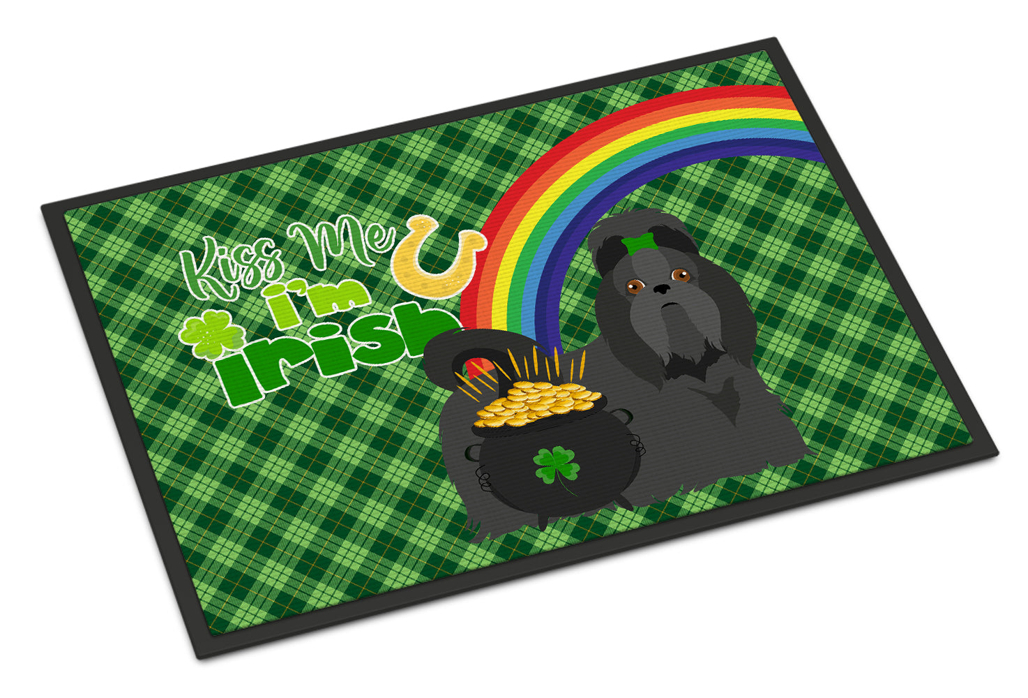 Buy this Black Shih Tzu St. Patrick's Day Indoor or Outdoor Mat 24x36