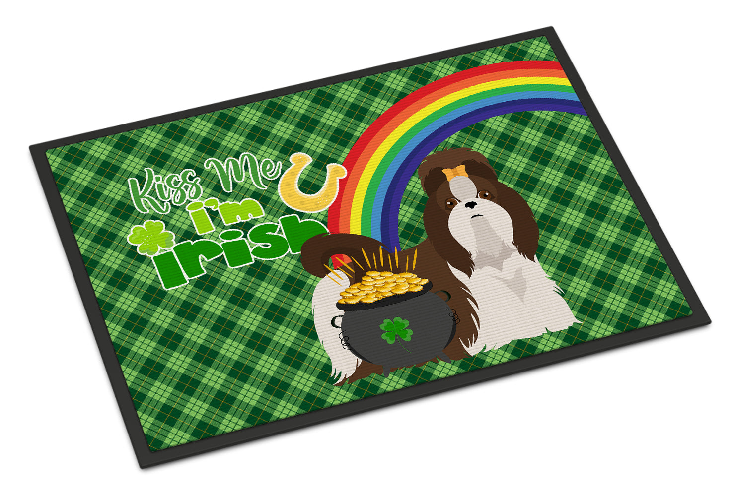 Buy this Liver and White Shih Tzu St. Patrick's Day Indoor or Outdoor Mat 24x36