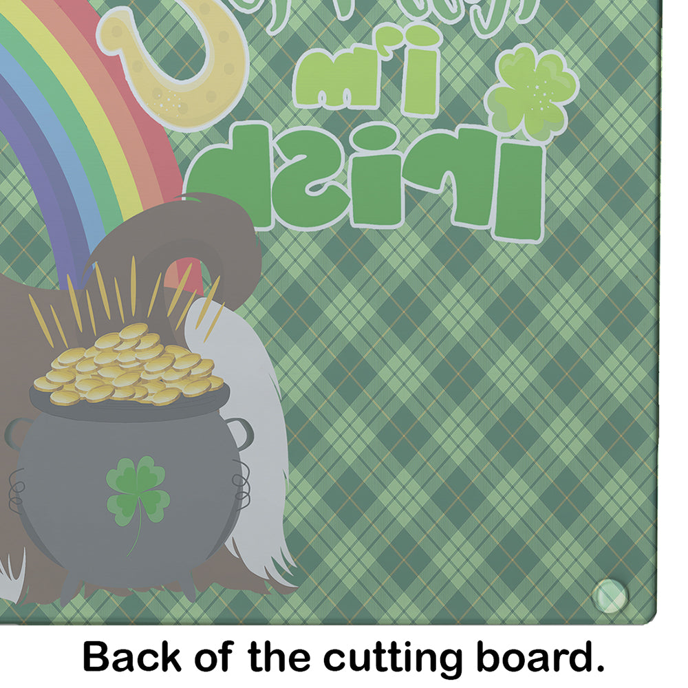 Liver and White Shih Tzu St. Patrick's Day Glass Cutting Board Large - the-store.com