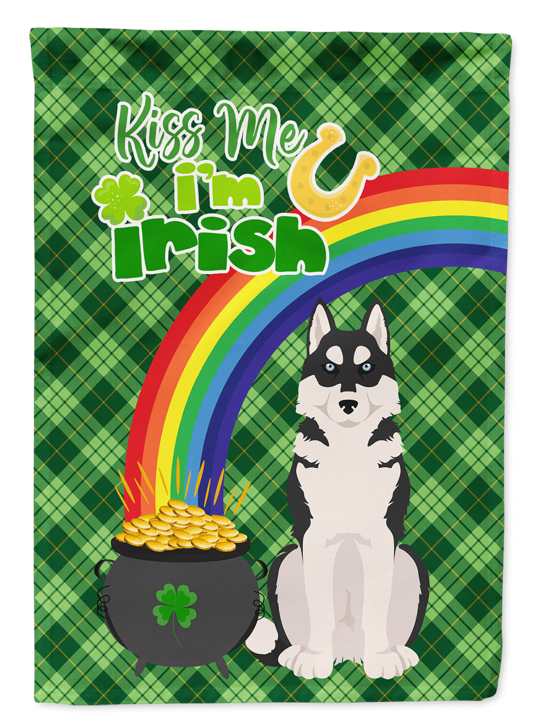 Black Siberian Husky St. Patrick&#39;s Day Flag Garden Size  the-store.com.