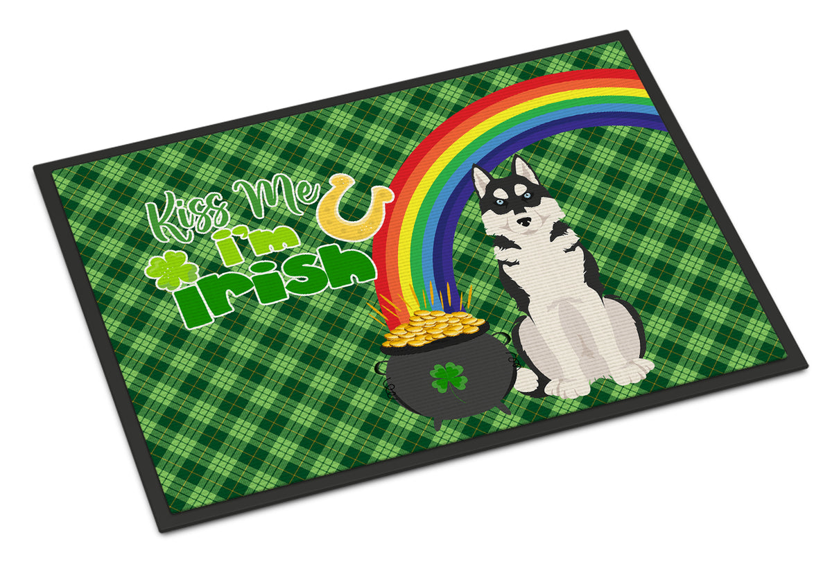 Buy this Black Siberian Husky St. Patrick&#39;s Day Indoor or Outdoor Mat 24x36