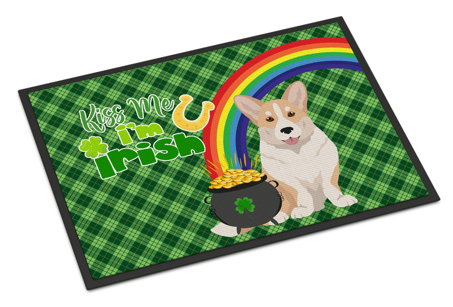 Buy this Fawn Cardigan Corgi St. Patrick's Day Indoor or Outdoor Mat 24x36