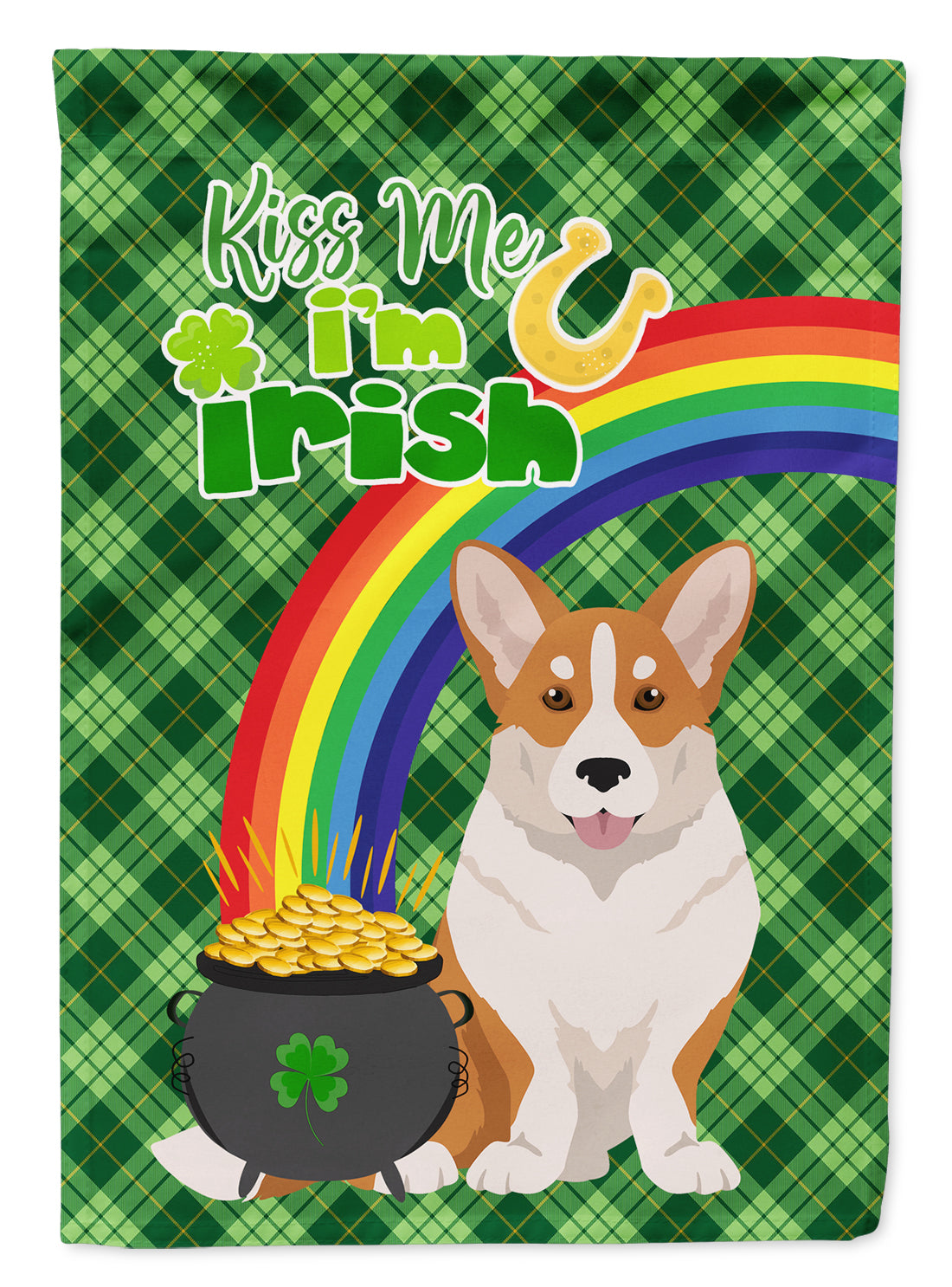 Red Cardigan Corgi St. Patrick's Day Flag Garden Size  the-store.com.