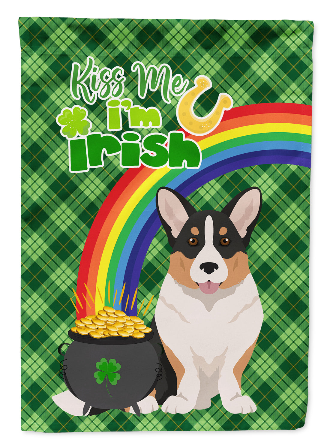 Tricolor Cardigan Corgi St. Patrick's Day Flag Garden Size  the-store.com.