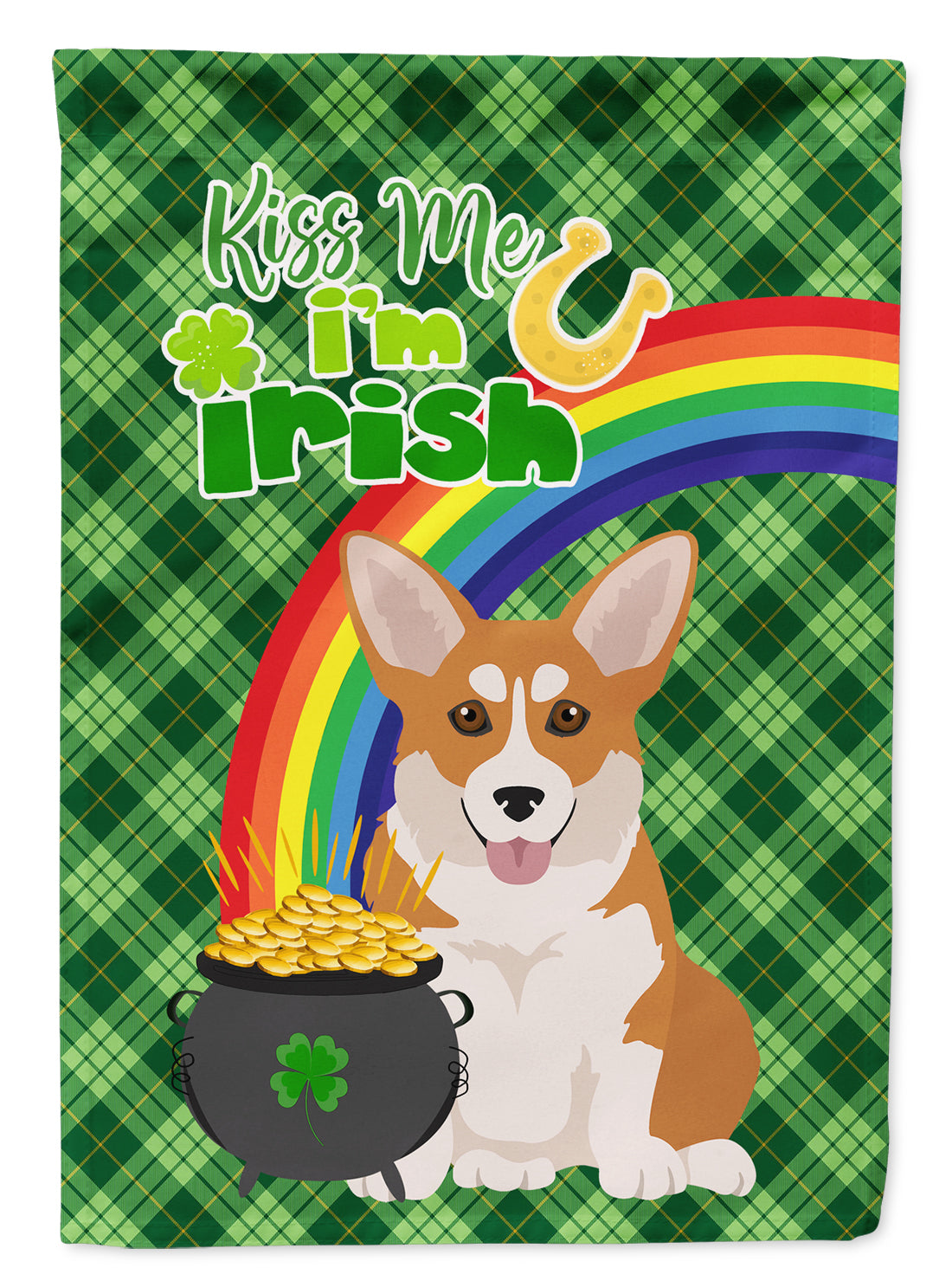 Red Pembroke Corgi St. Patrick&#39;s Day Flag Garden Size  the-store.com.