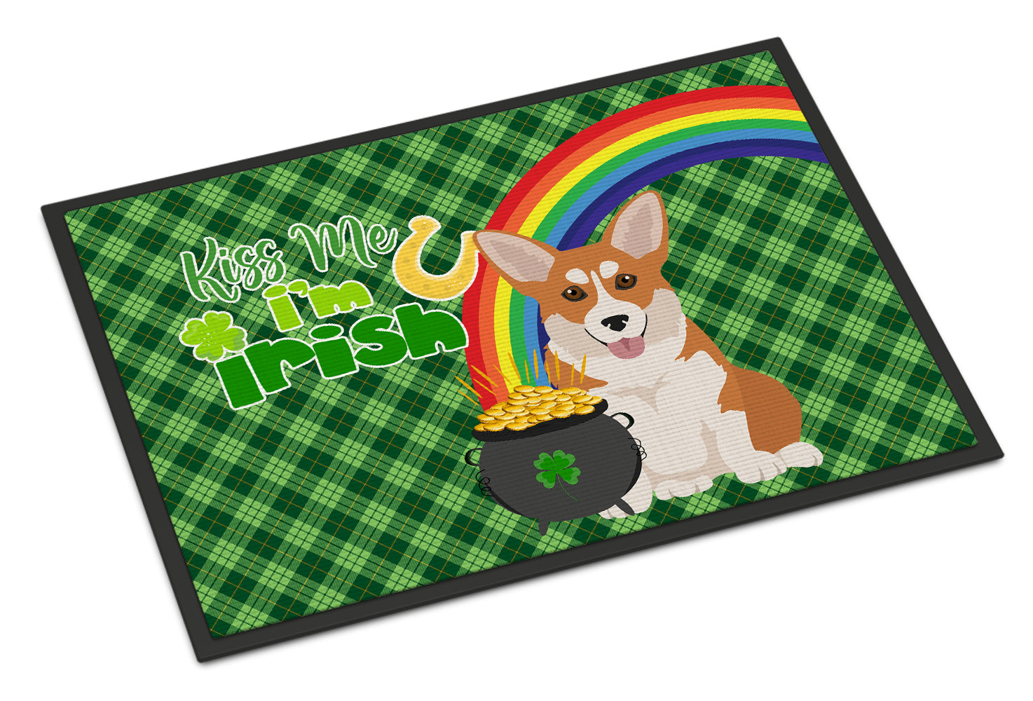 Buy this Red Pembroke Corgi St. Patrick's Day Indoor or Outdoor Mat 24x36