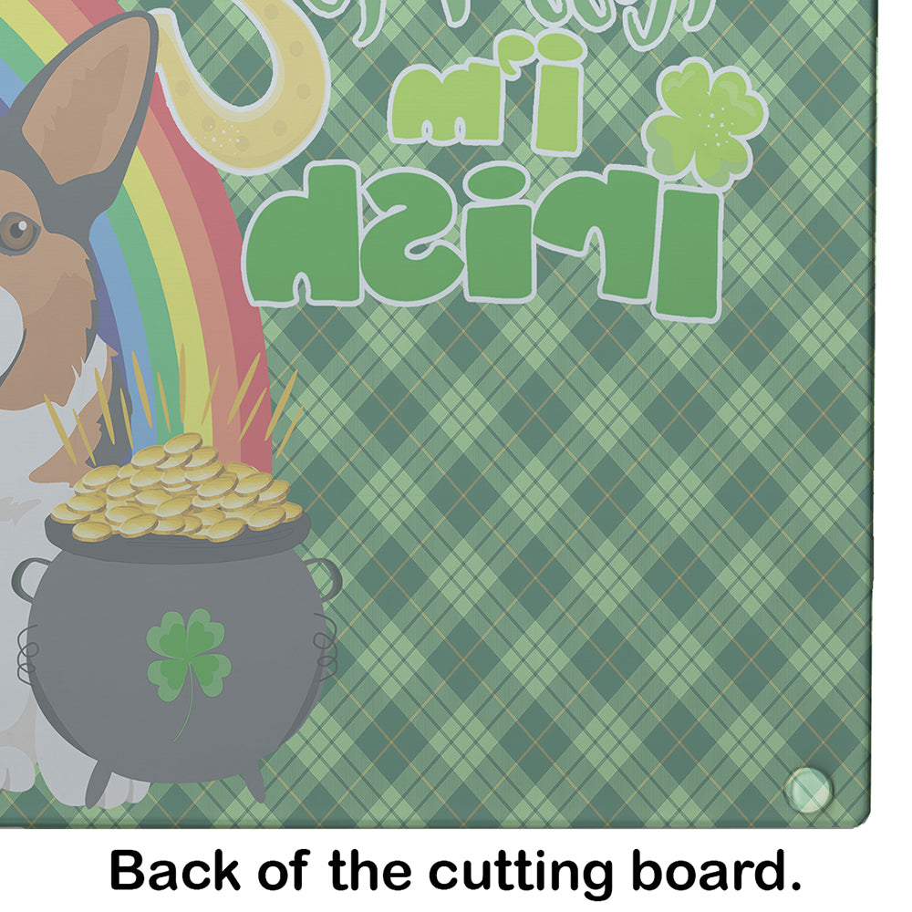 Sable Pembroke Corgi St. Patrick's Day Glass Cutting Board Large - the-store.com