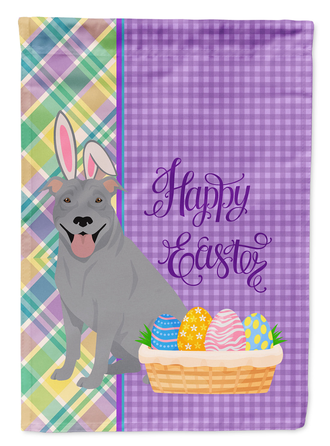 Blue Pit Bull Terrier Easter Flag Garden Size  the-store.com.