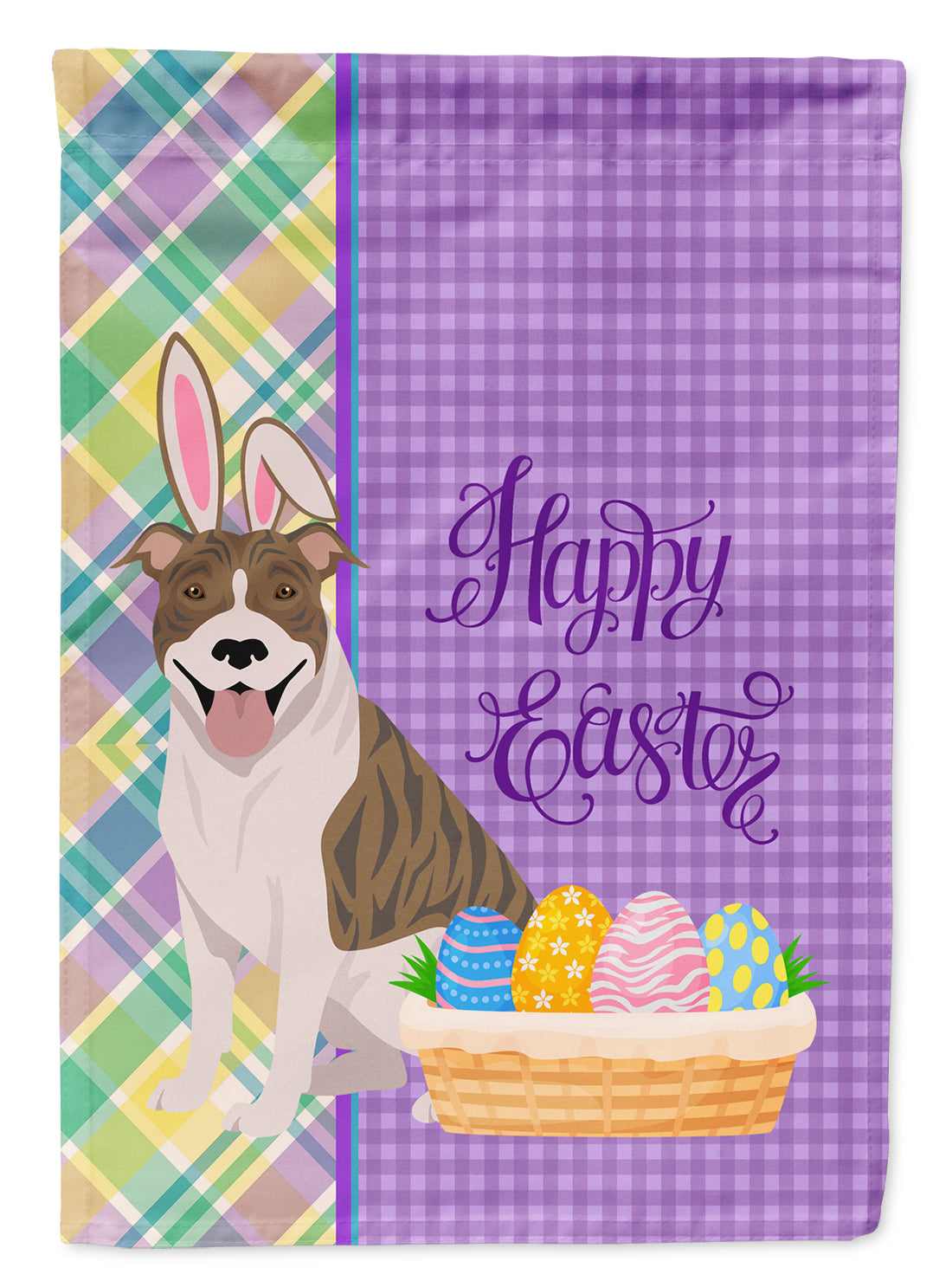 Fawn Brindle Pit Bull Terrier Easter Flag Garden Size  the-store.com.
