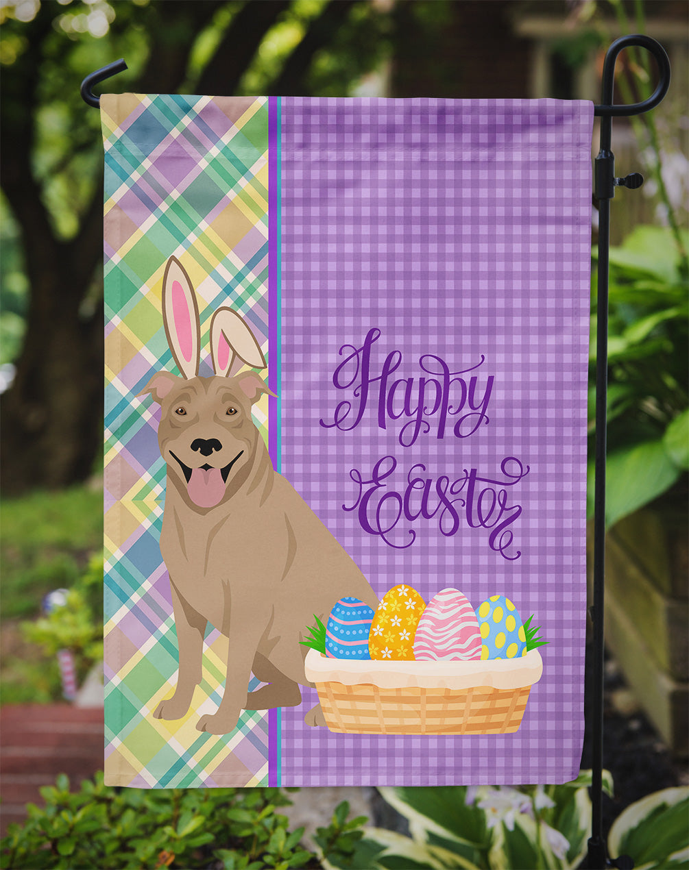 Fawn Pit Bull Terrier Easter Flag Garden Size  the-store.com.