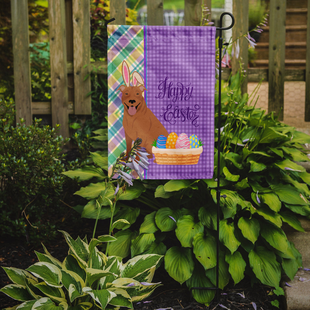 Red Pit Bull Terrier Easter Flag Garden Size  the-store.com.