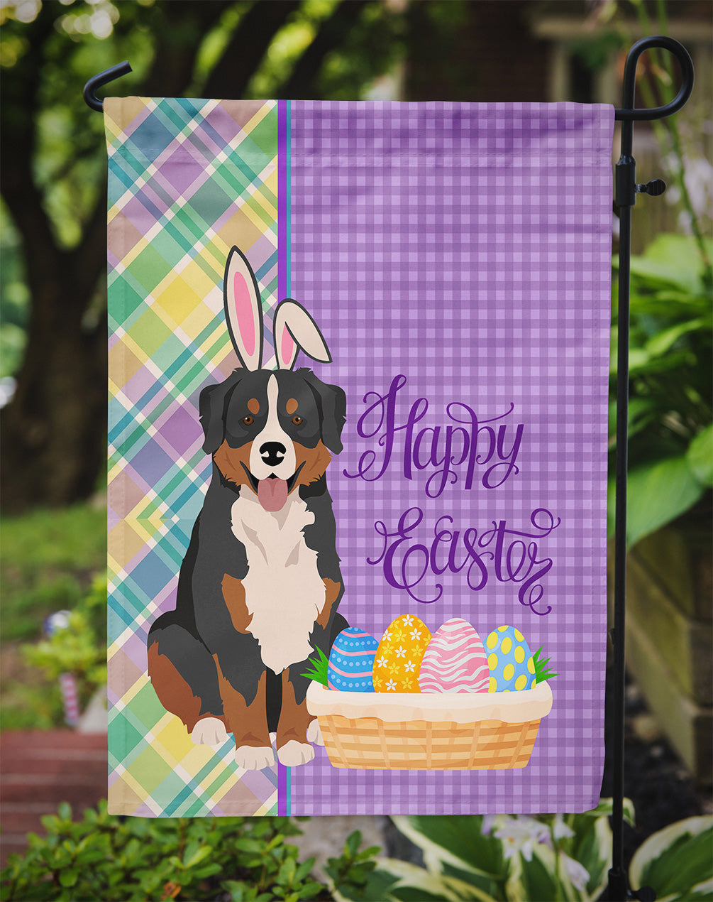 Bernese Mountain Dog Easter Flag Garden Size  the-store.com.