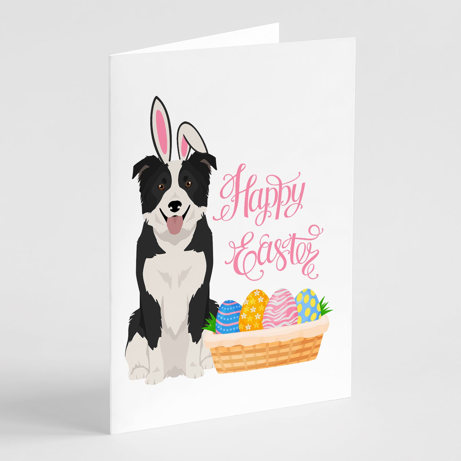 Buy this Black and White Border Collie Easter Greeting Cards and Envelopes Pack of 8