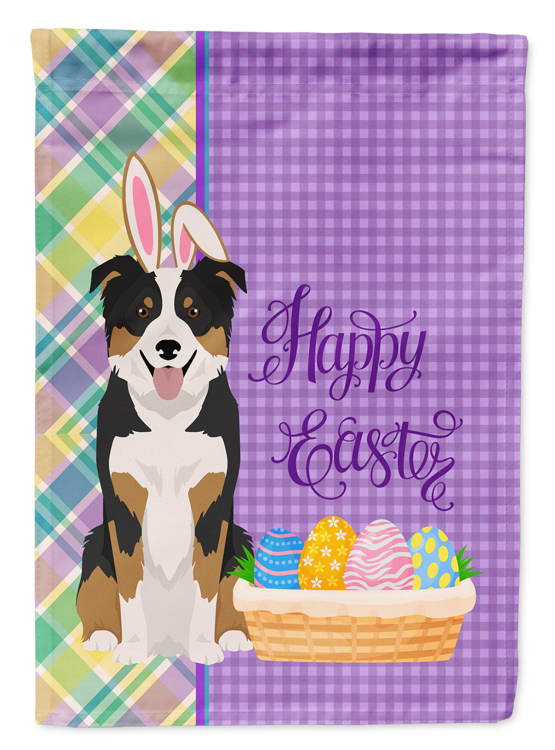 Tricolor Border Collie Easter Flag Garden Size  the-store.com.