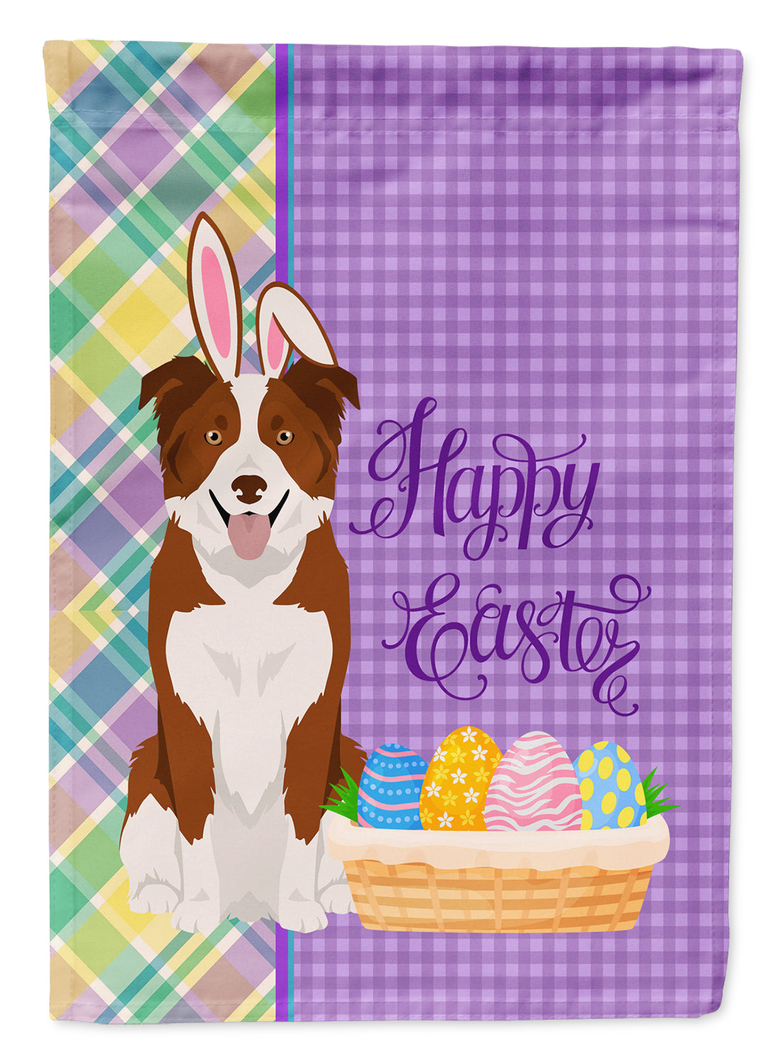 Red and White Border Collie Easter Flag Garden Size  the-store.com.