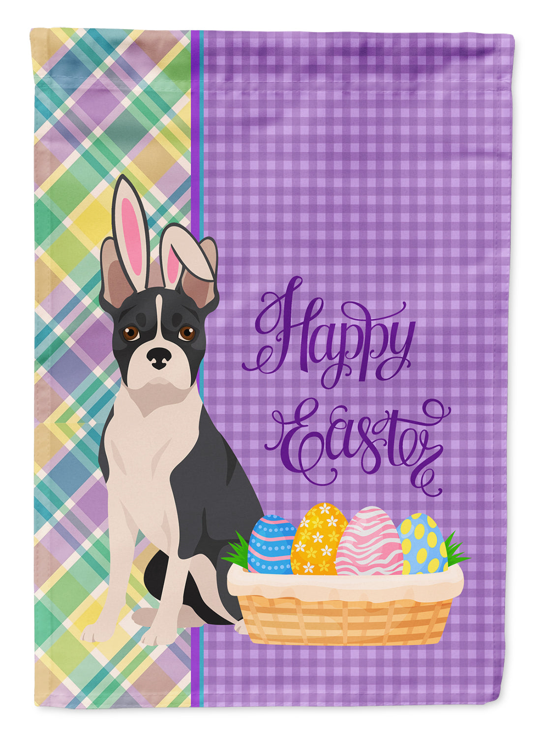 Black Boston Terrier Easter Flag Garden Size  the-store.com.