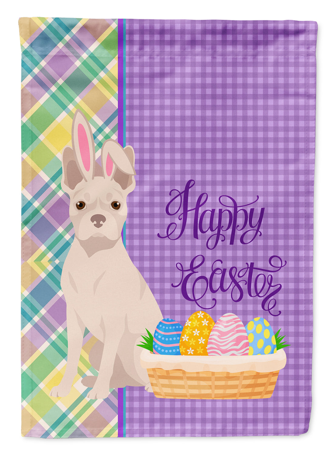 White Boston Terrier Easter Flag Garden Size  the-store.com.