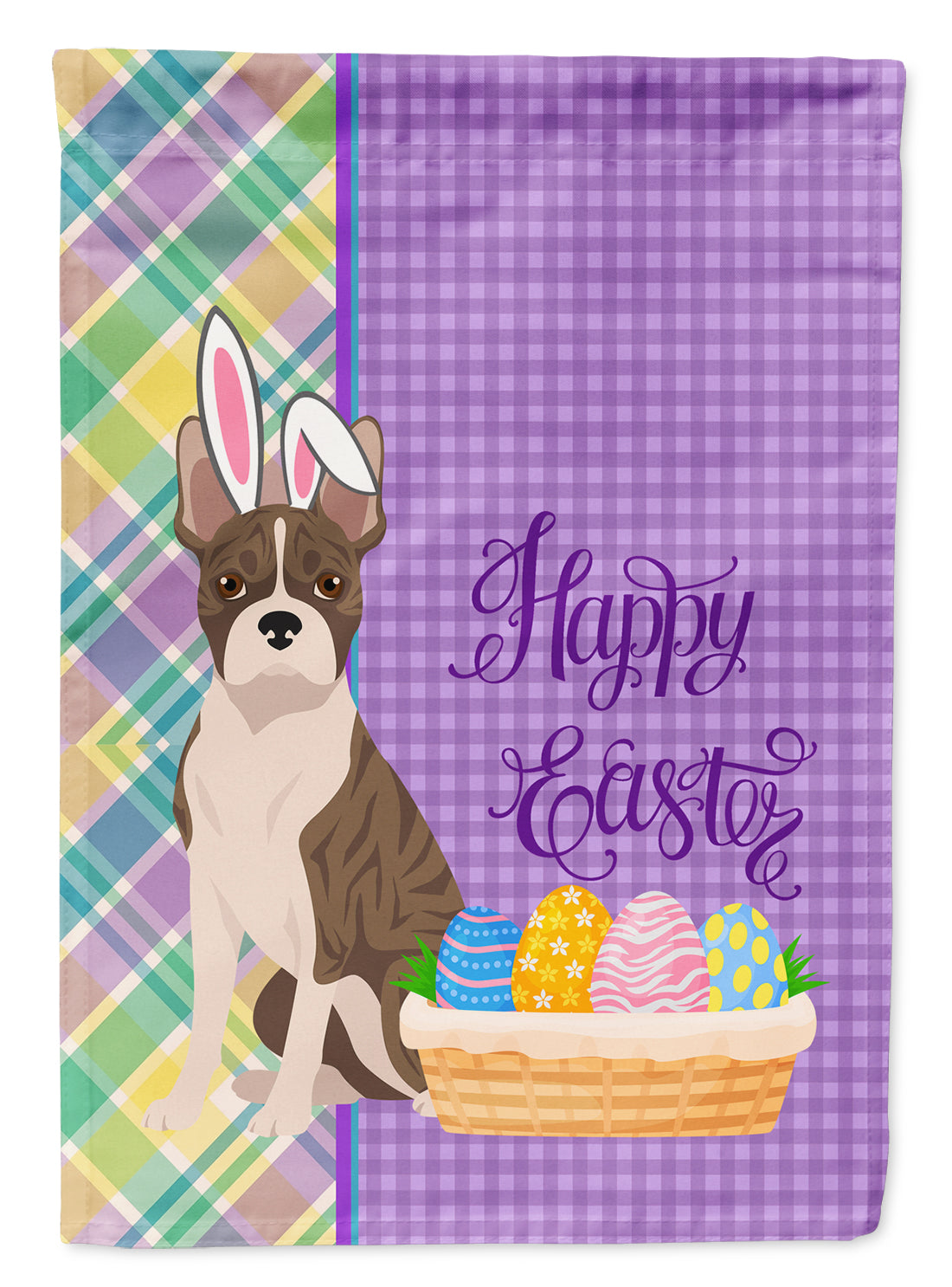 Brindle Boston Terrier Easter Flag Garden Size  the-store.com.