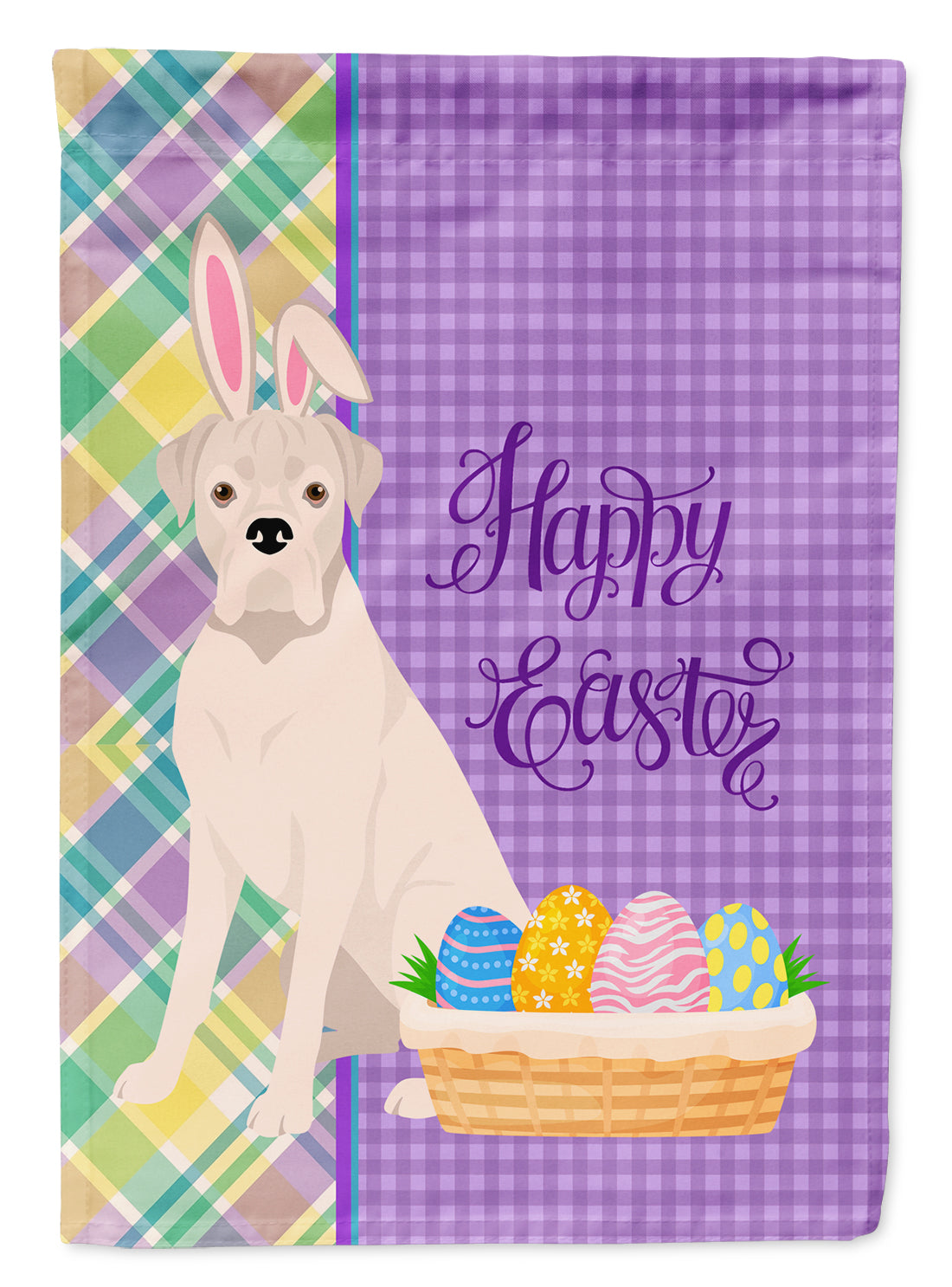 Natural Eared White Boxer Easter Flag Garden Size  the-store.com.