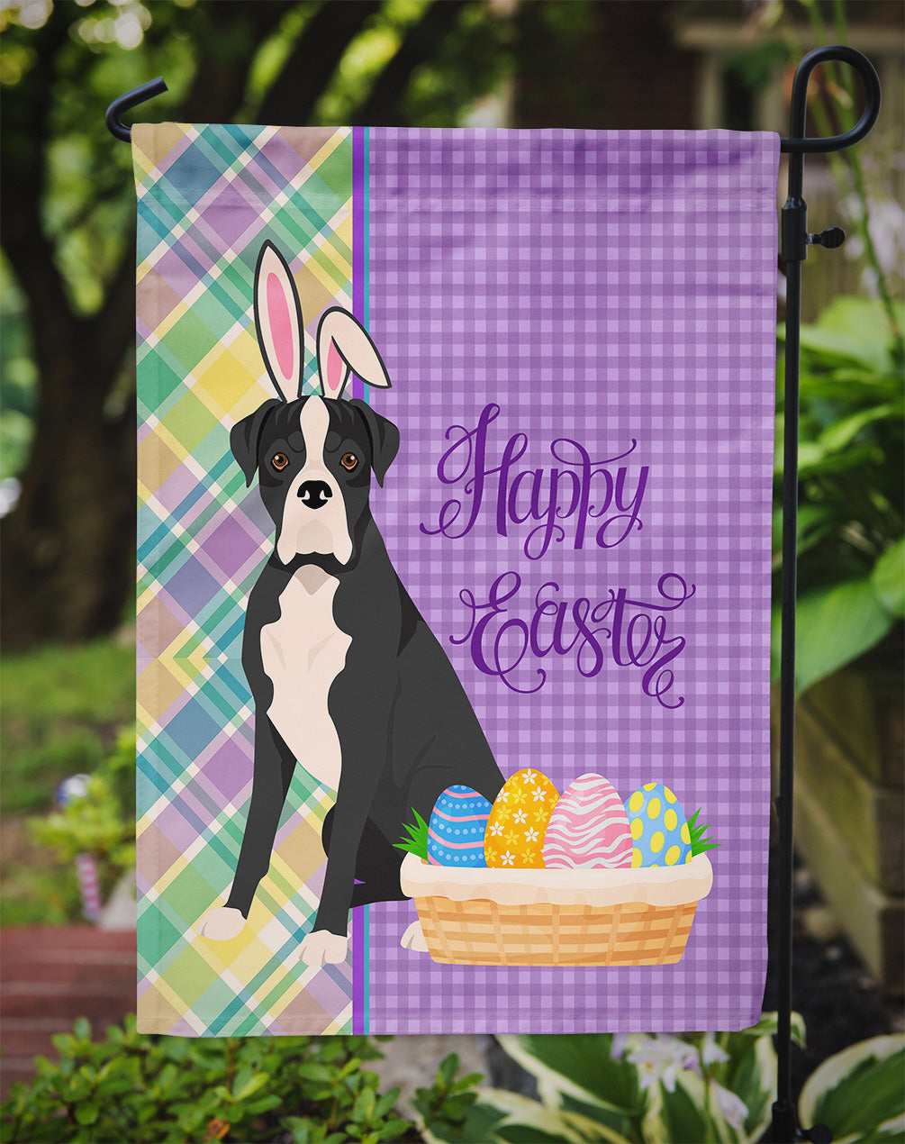 Natural Eared Black Boxer Easter Flag Garden Size  the-store.com.