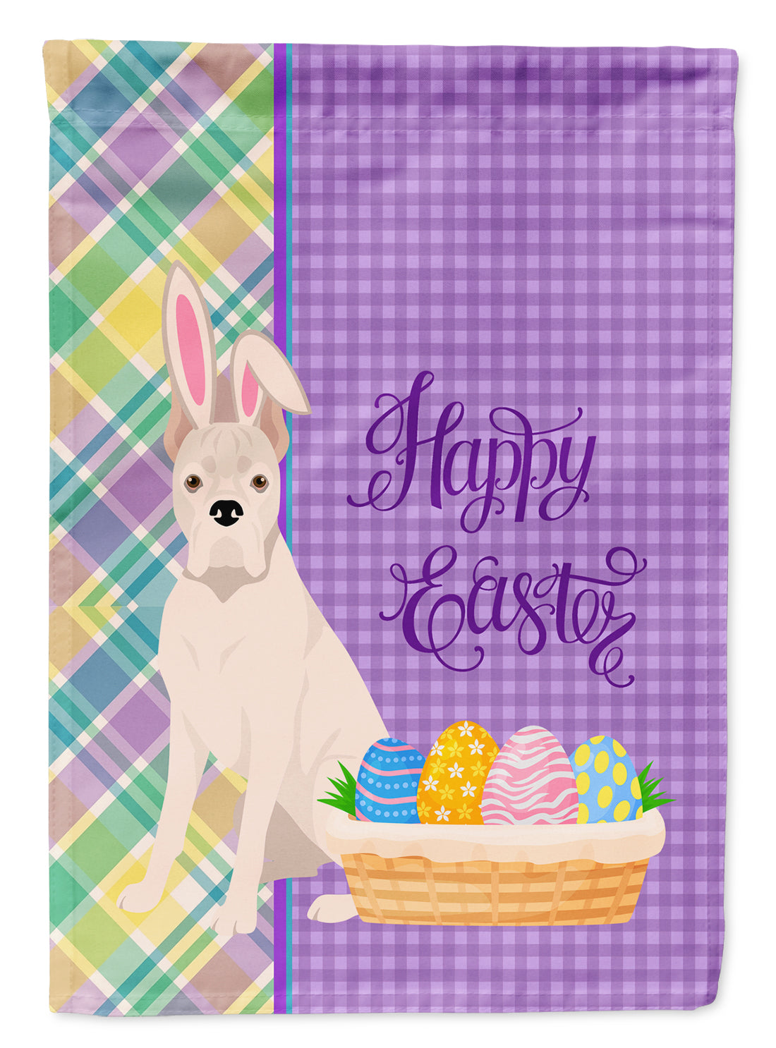 White Boxer Easter Flag Garden Size  the-store.com.