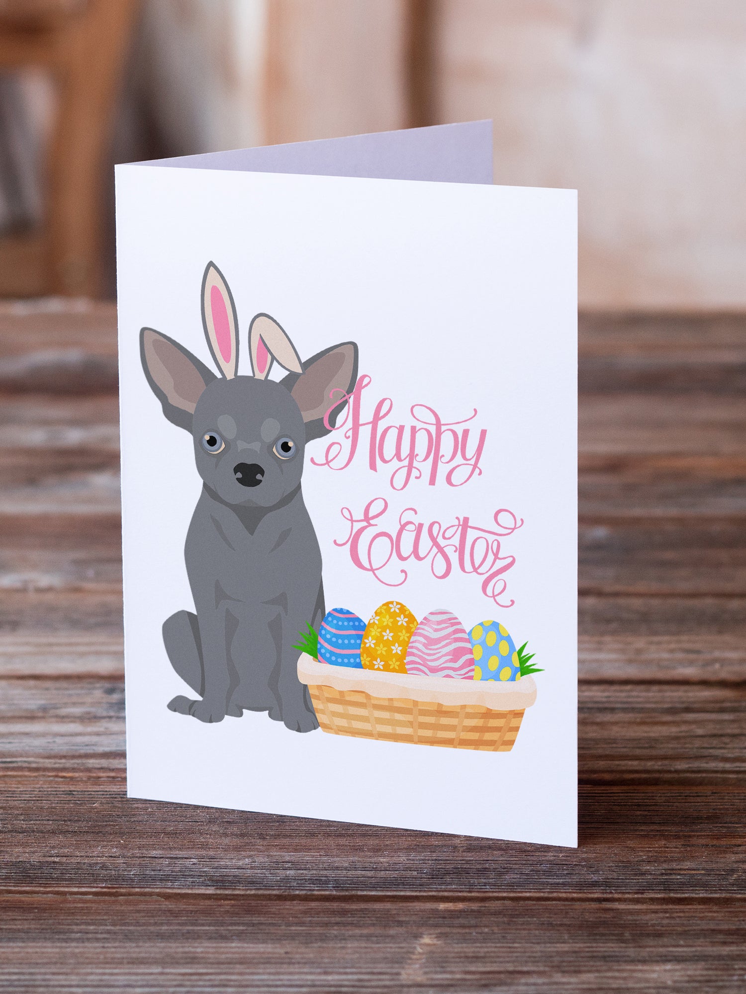 Blue Chihuahua Easter Greeting Cards and Envelopes Pack of 8 - the-store.com