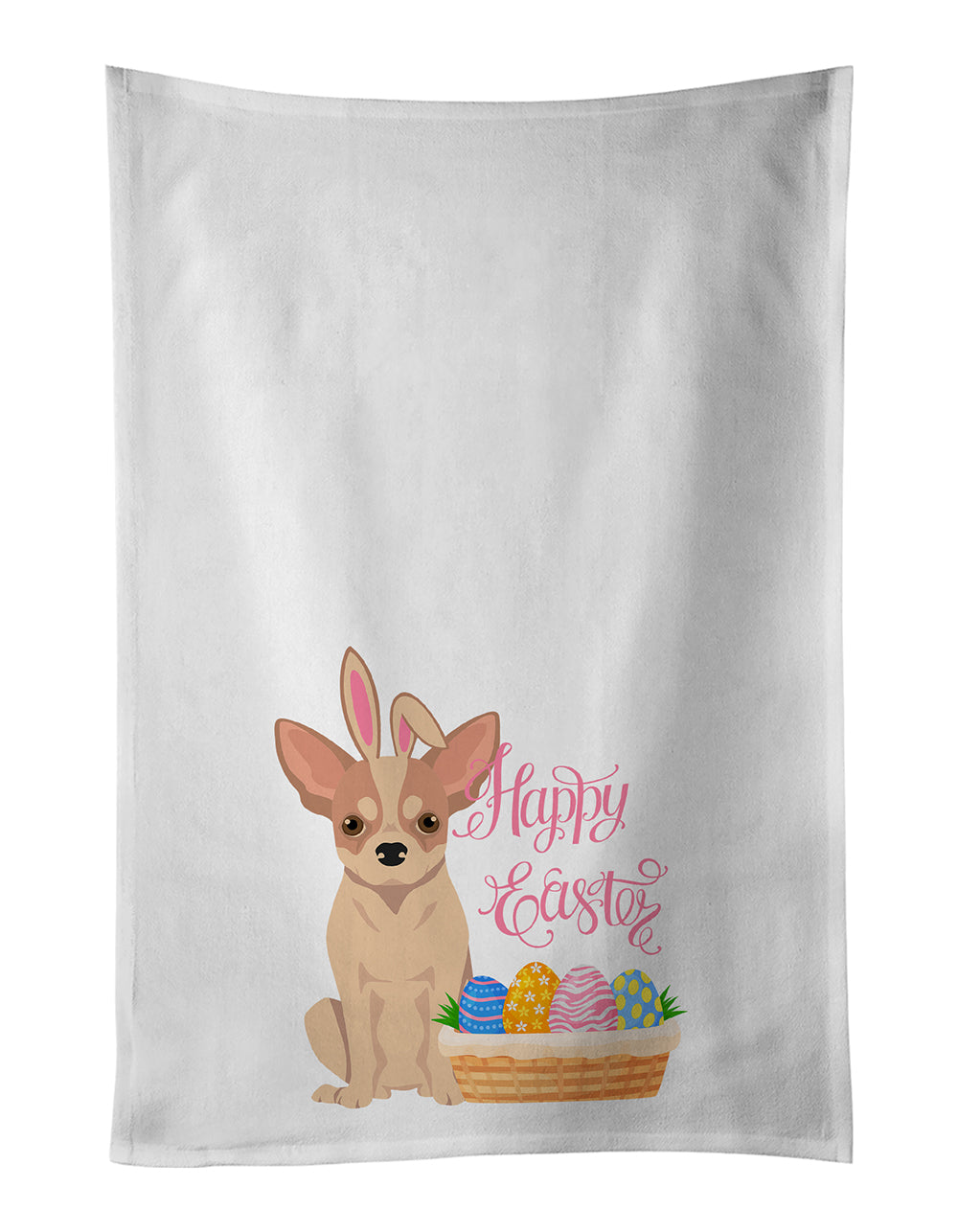 Buy this Fawn and White Chihuahua Easter White Kitchen Towel Set of 2 Dish Towels