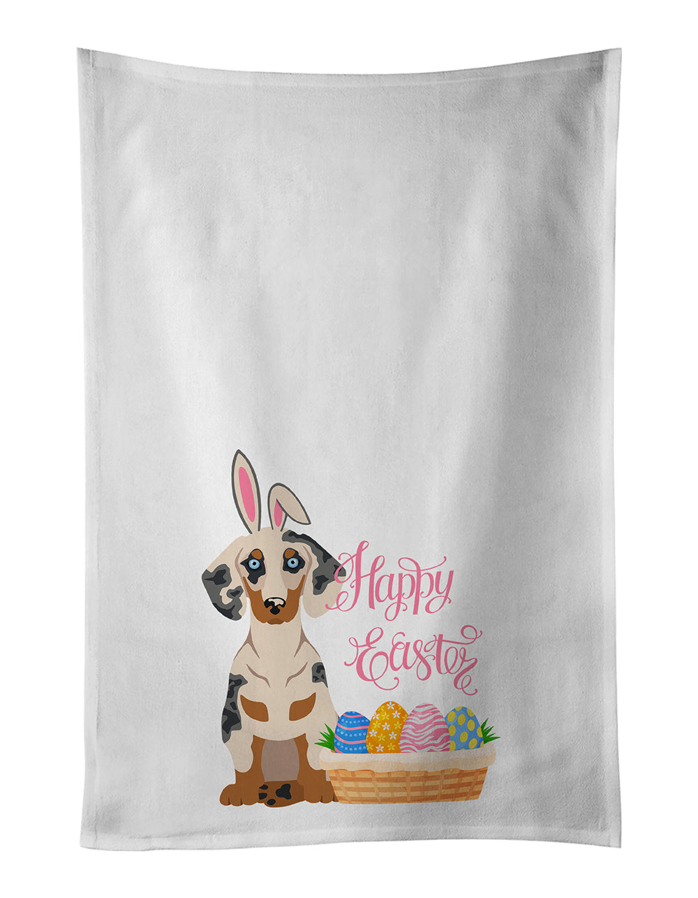 Buy this Cream Dapple Dachshund Easter White Kitchen Towel Set of 2 Dish Towels