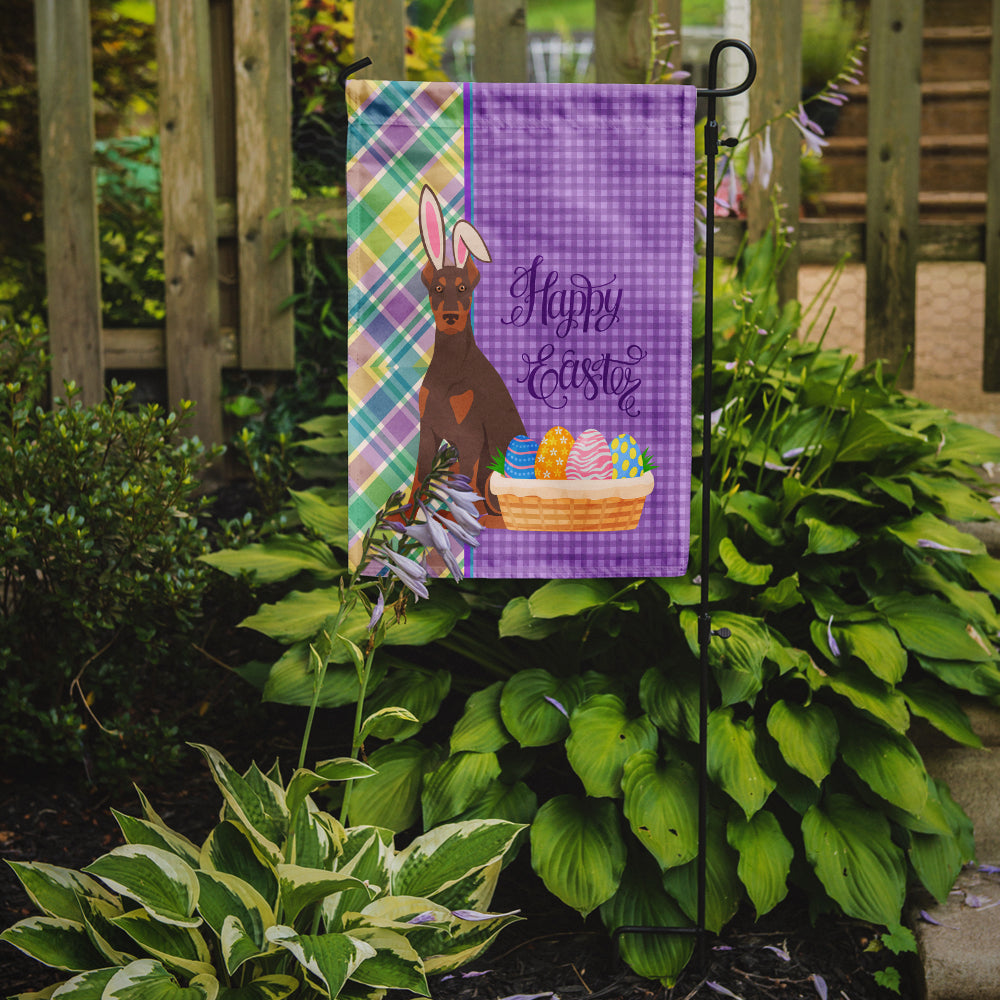 Red and Tan Doberman Pinscher Easter Flag Garden Size  the-store.com.