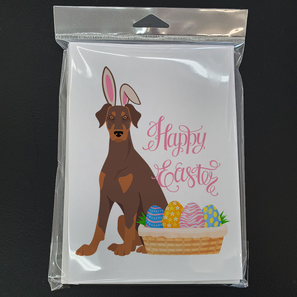 Natural Ear Red and Tan Doberman Pinscher Easter Greeting Cards and Envelopes Pack of 8 - the-store.com