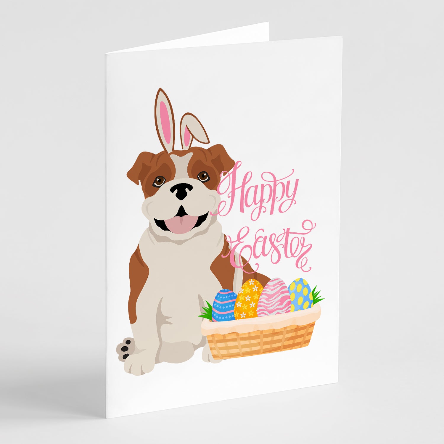 Buy this Red English Bulldog Easter Greeting Cards and Envelopes Pack of 8