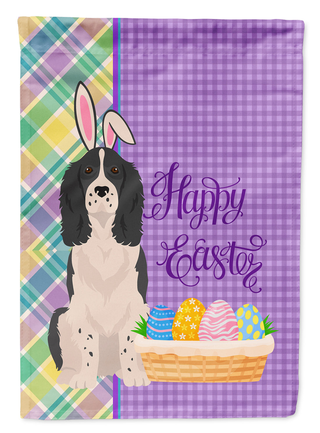 Black English Springer Spaniel Easter Flag Garden Size