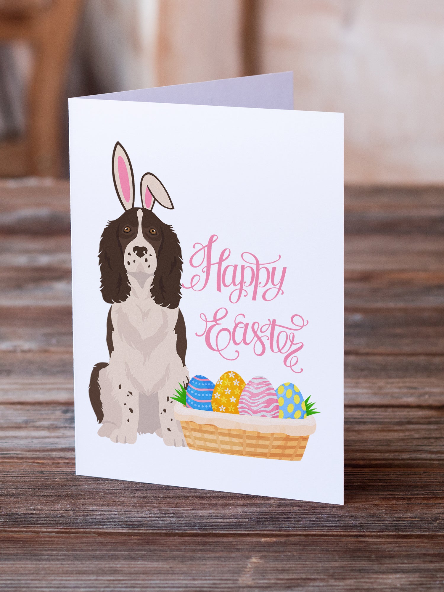 Liver English Springer Spaniel Easter Greeting Cards and Envelopes Pack of 8 - the-store.com