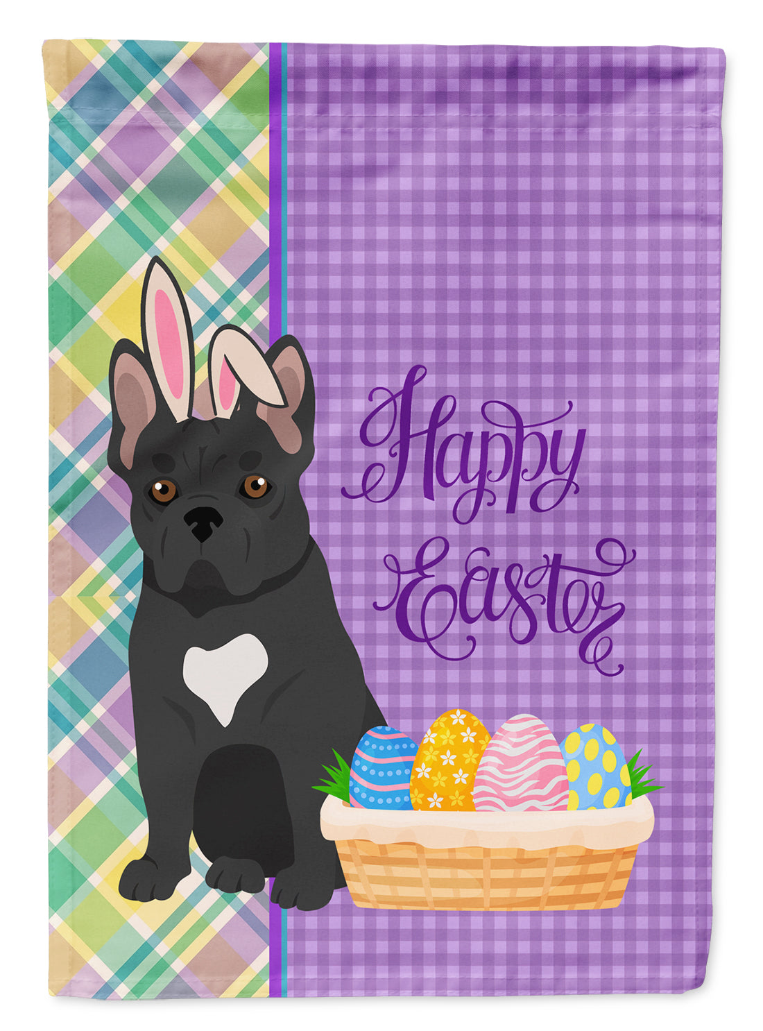 Black French Bulldog Easter Flag Garden Size  the-store.com.