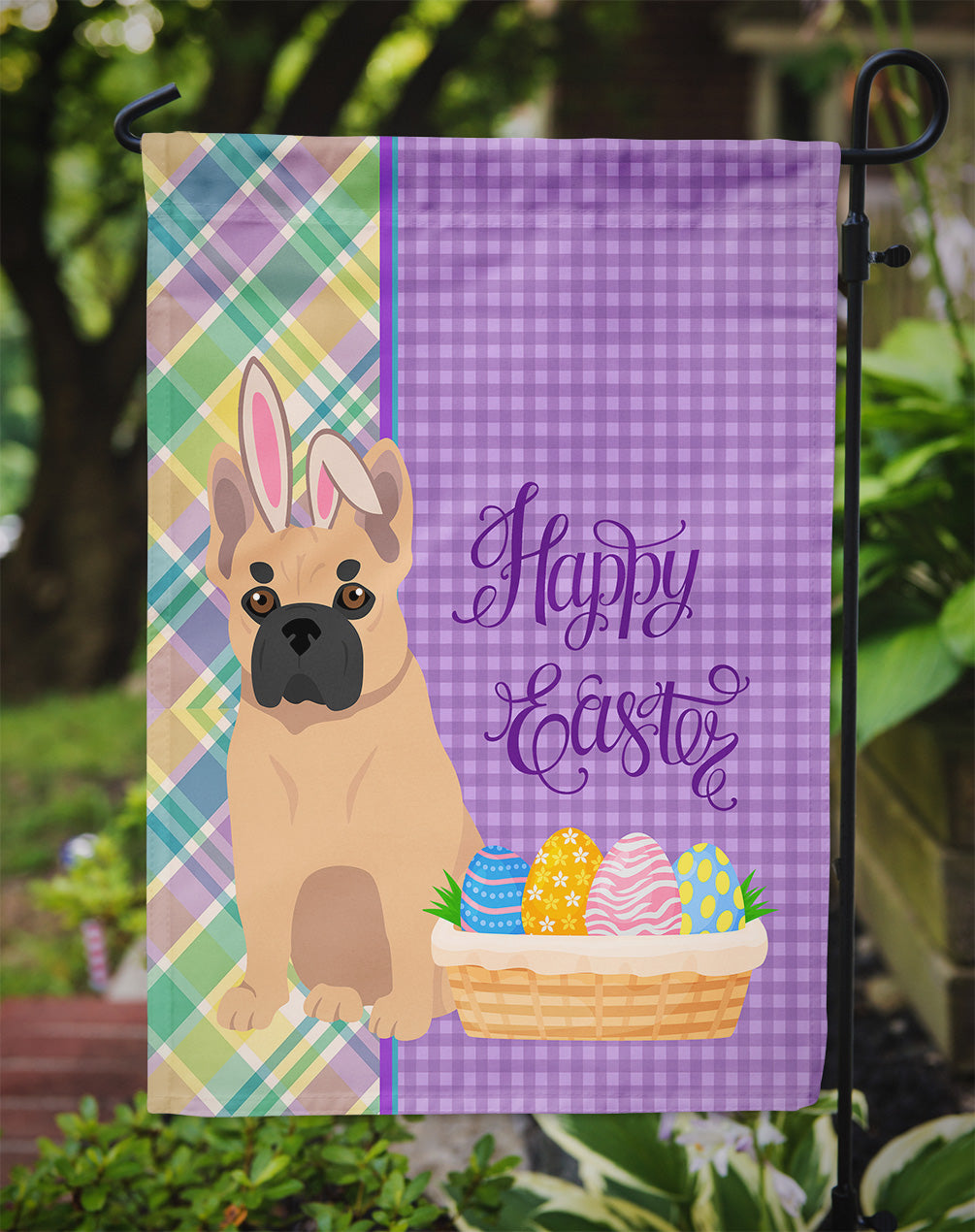 Fawn French Bulldog Easter Flag Garden Size  the-store.com.