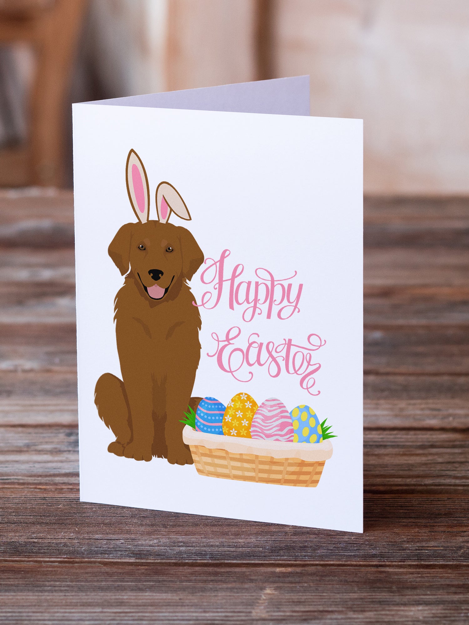 Mahogany Golden Retriever Easter Greeting Cards and Envelopes Pack of 8 - the-store.com