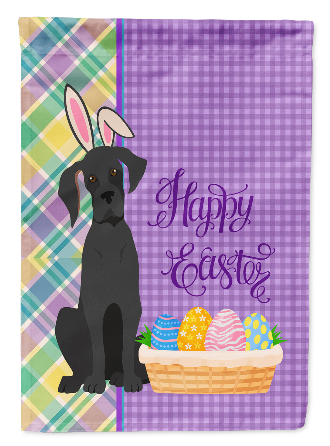 Black Great Dane Easter Flag Garden Size  the-store.com.