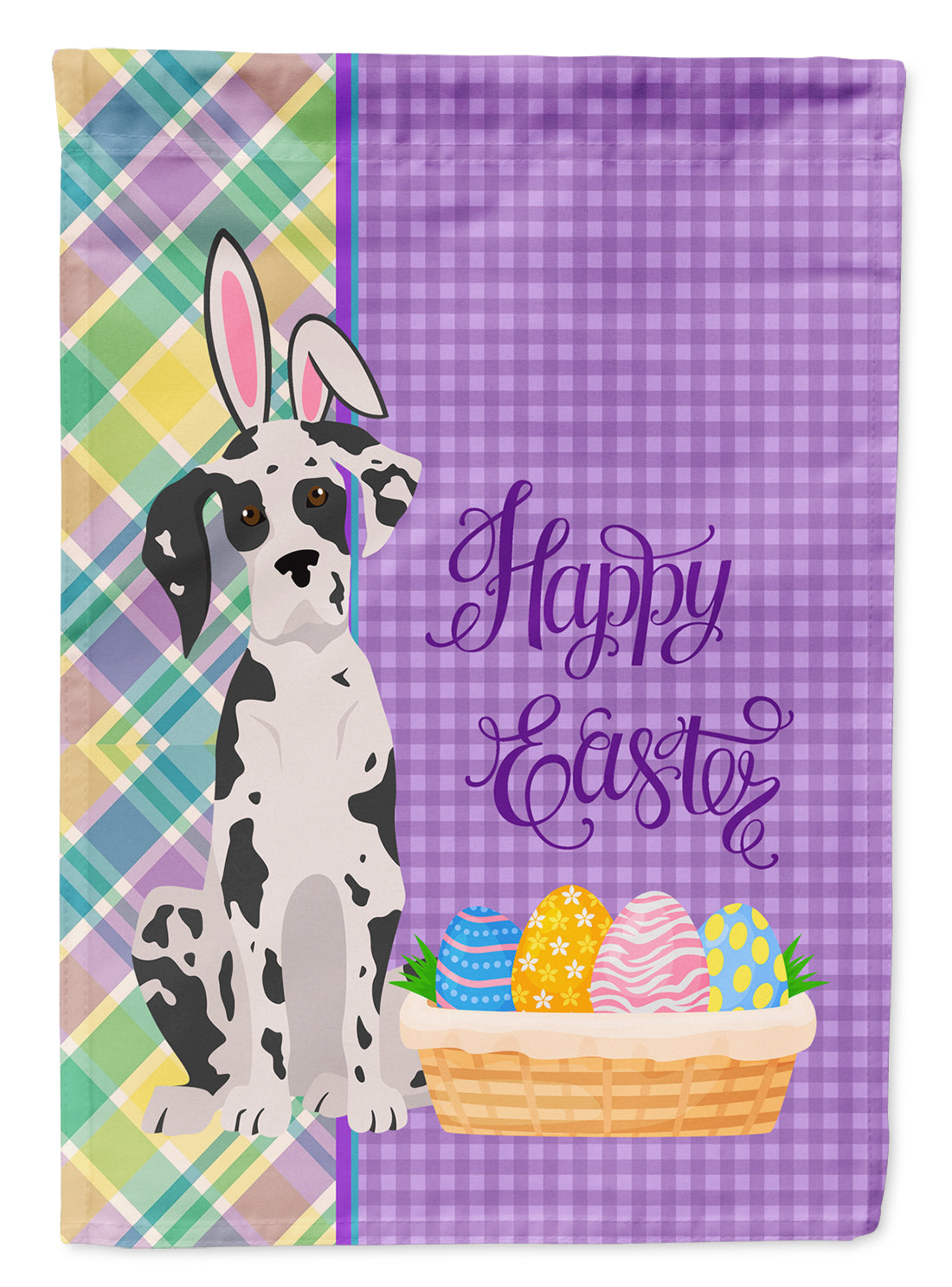 Harlequin Great Dane Easter Flag Garden Size  the-store.com.