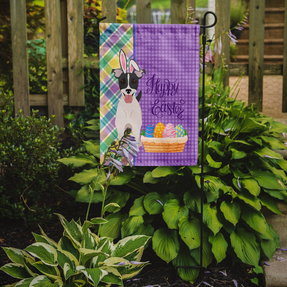 Black White Smooth Jack Russell Terrier Easter Flag Garden Size  the-store.com.