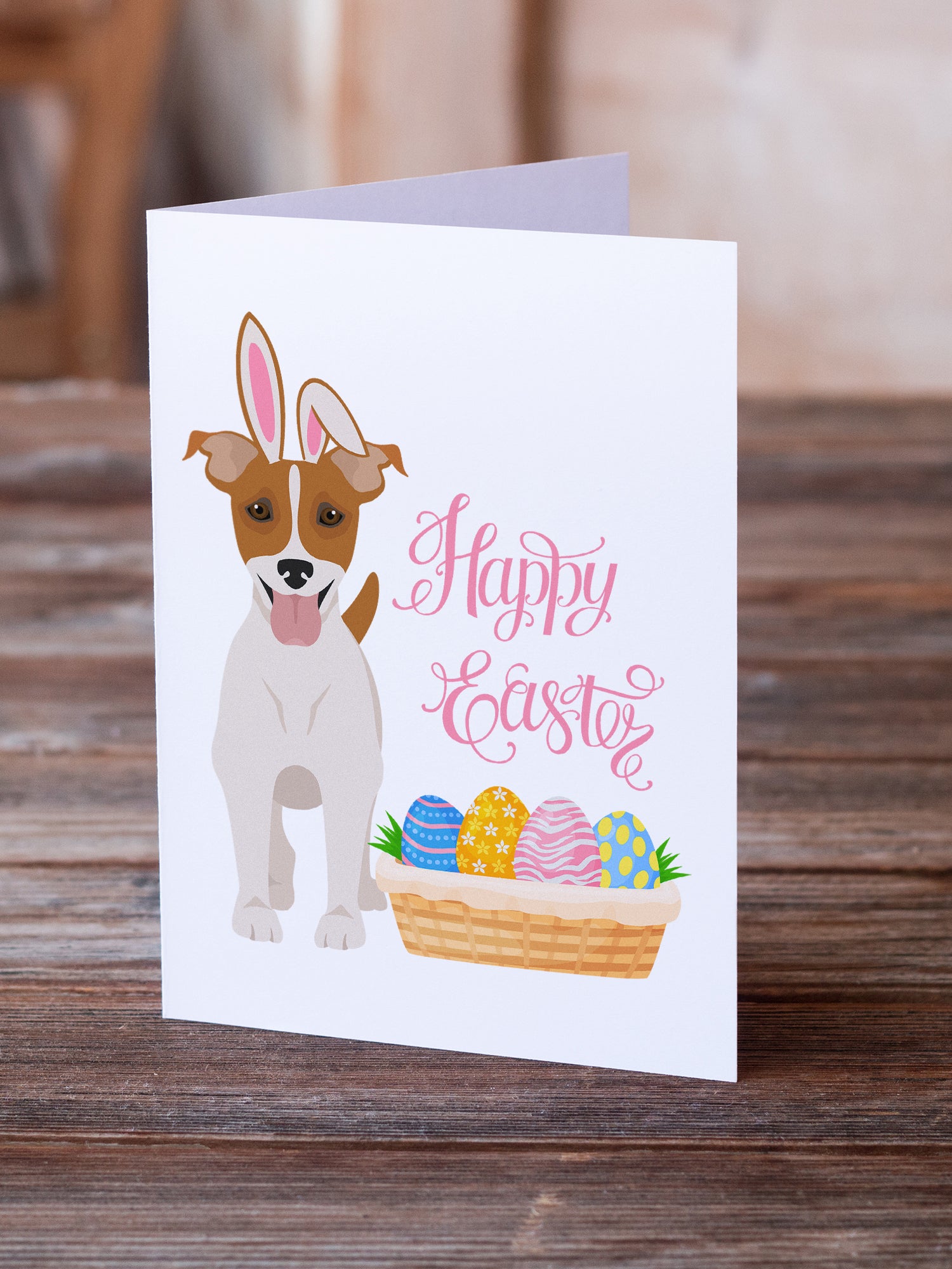 Buy this Brown White Smooth Jack Russell Terrier Easter Greeting Cards and Envelopes Pack of 8