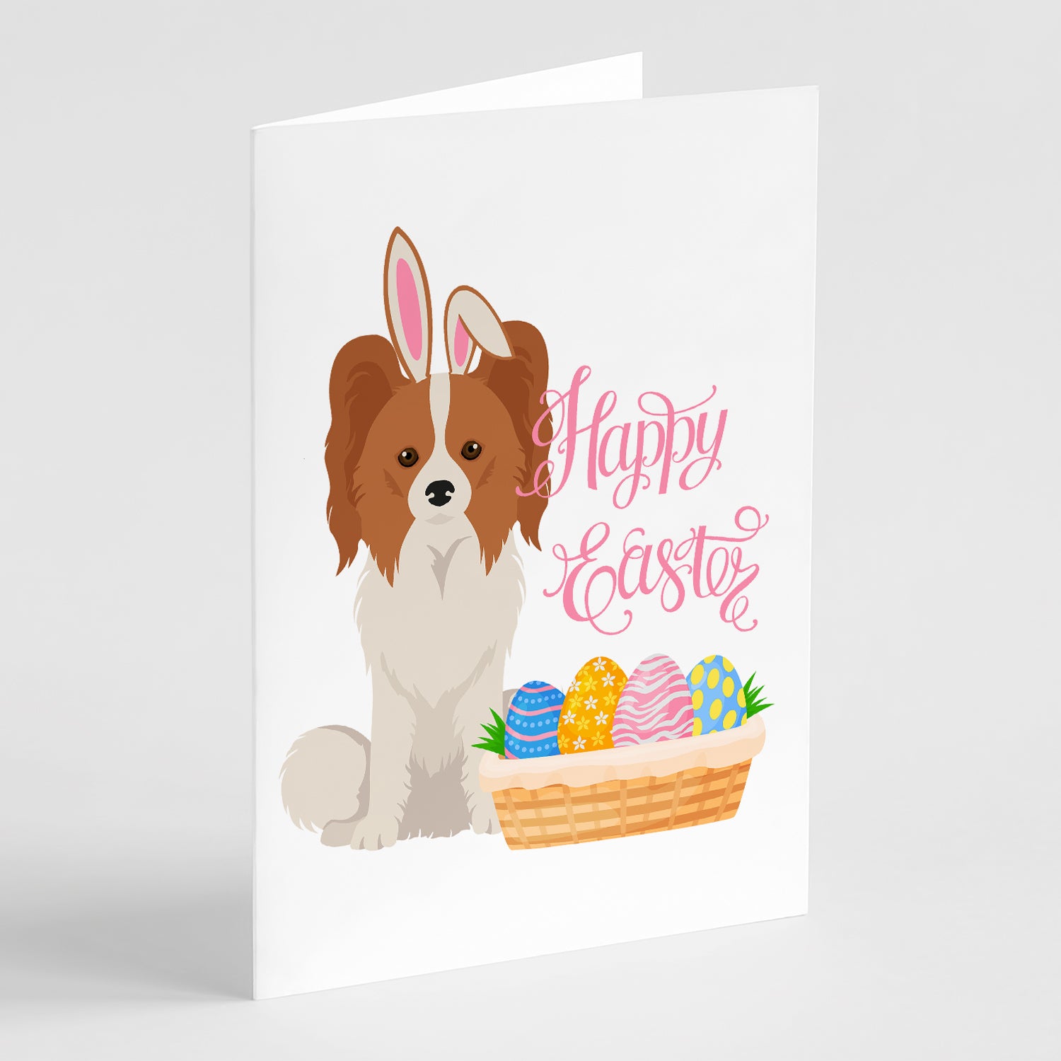 Buy this Red and White Papillon Easter Greeting Cards and Envelopes Pack of 8