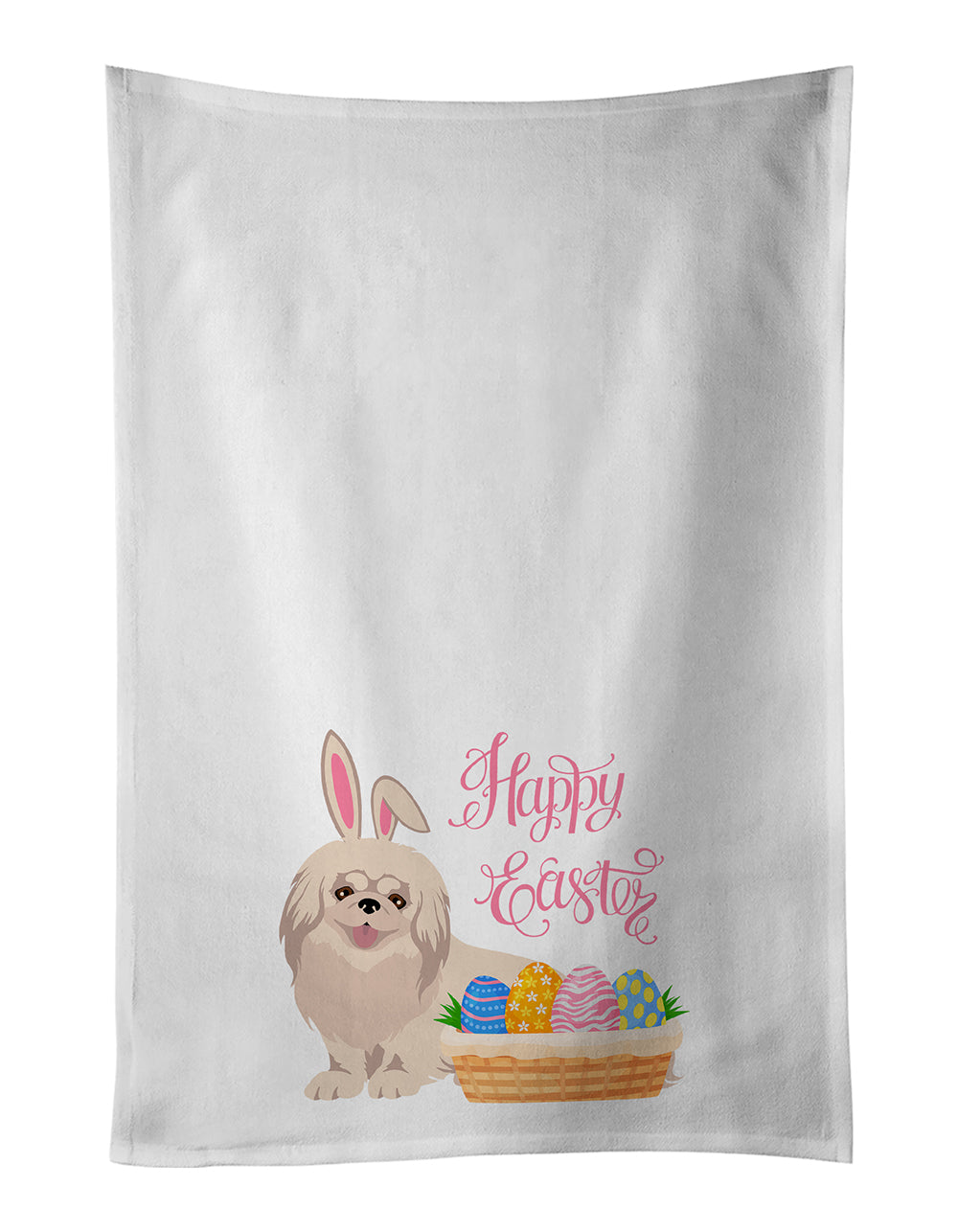 Buy this White Pekingese Easter White Kitchen Towel Set of 2 Dish Towels