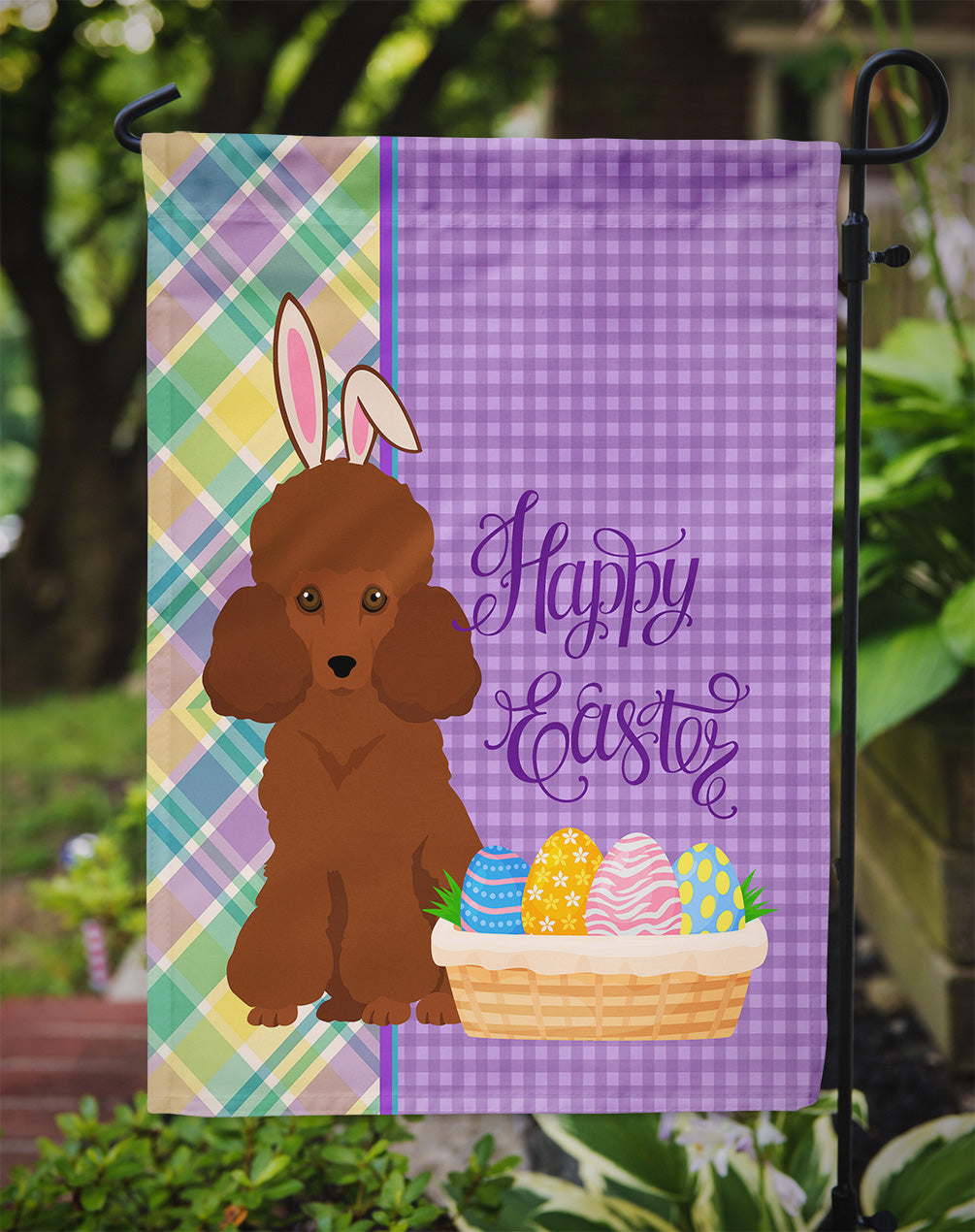 Toy Red Poodle Easter Flag Garden Size  the-store.com.
