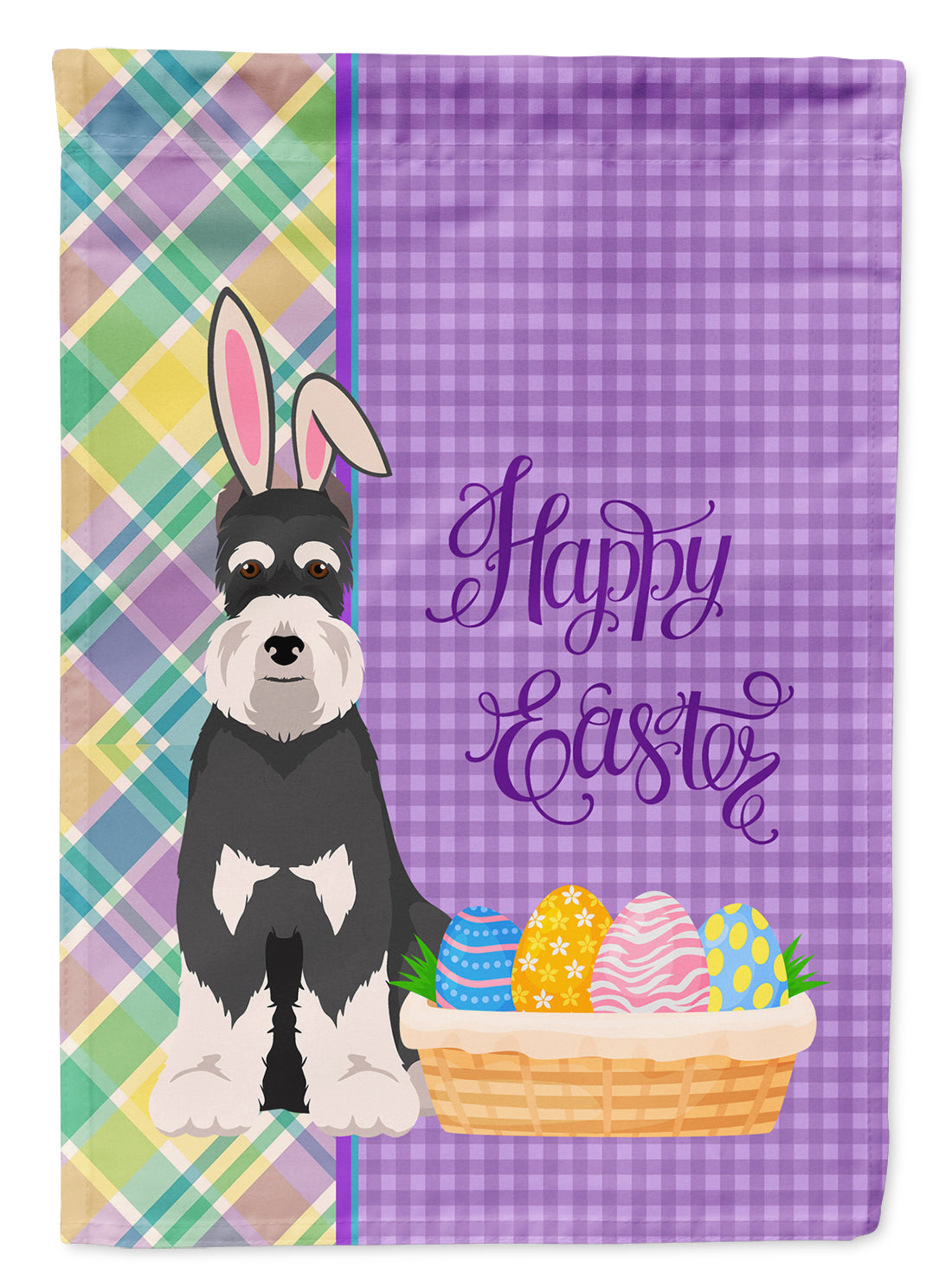 Black and Silver Schnauzer Easter Flag Garden Size  the-store.com.