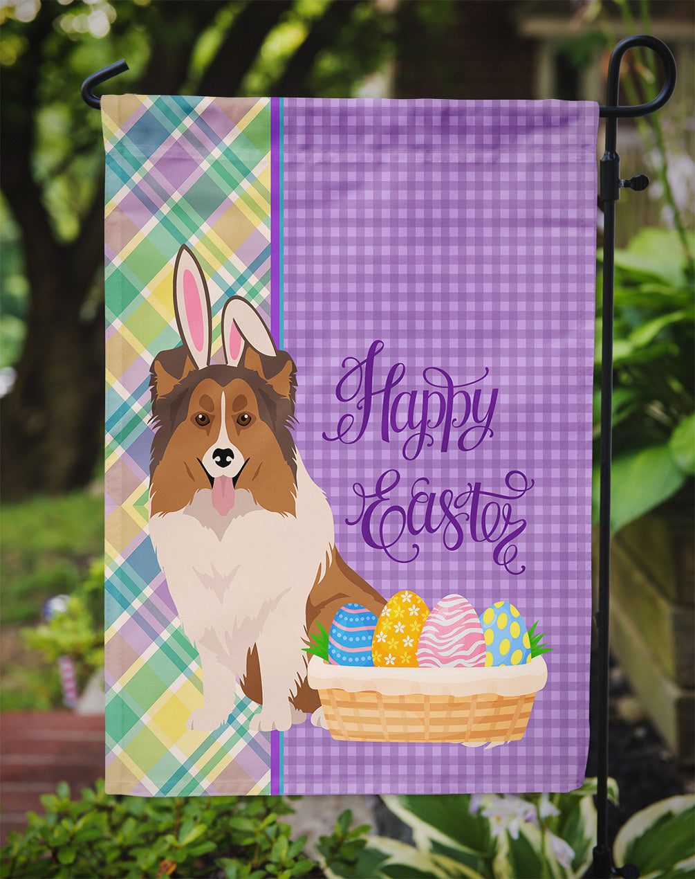 Sable Sheltie Easter Flag Garden Size  the-store.com.