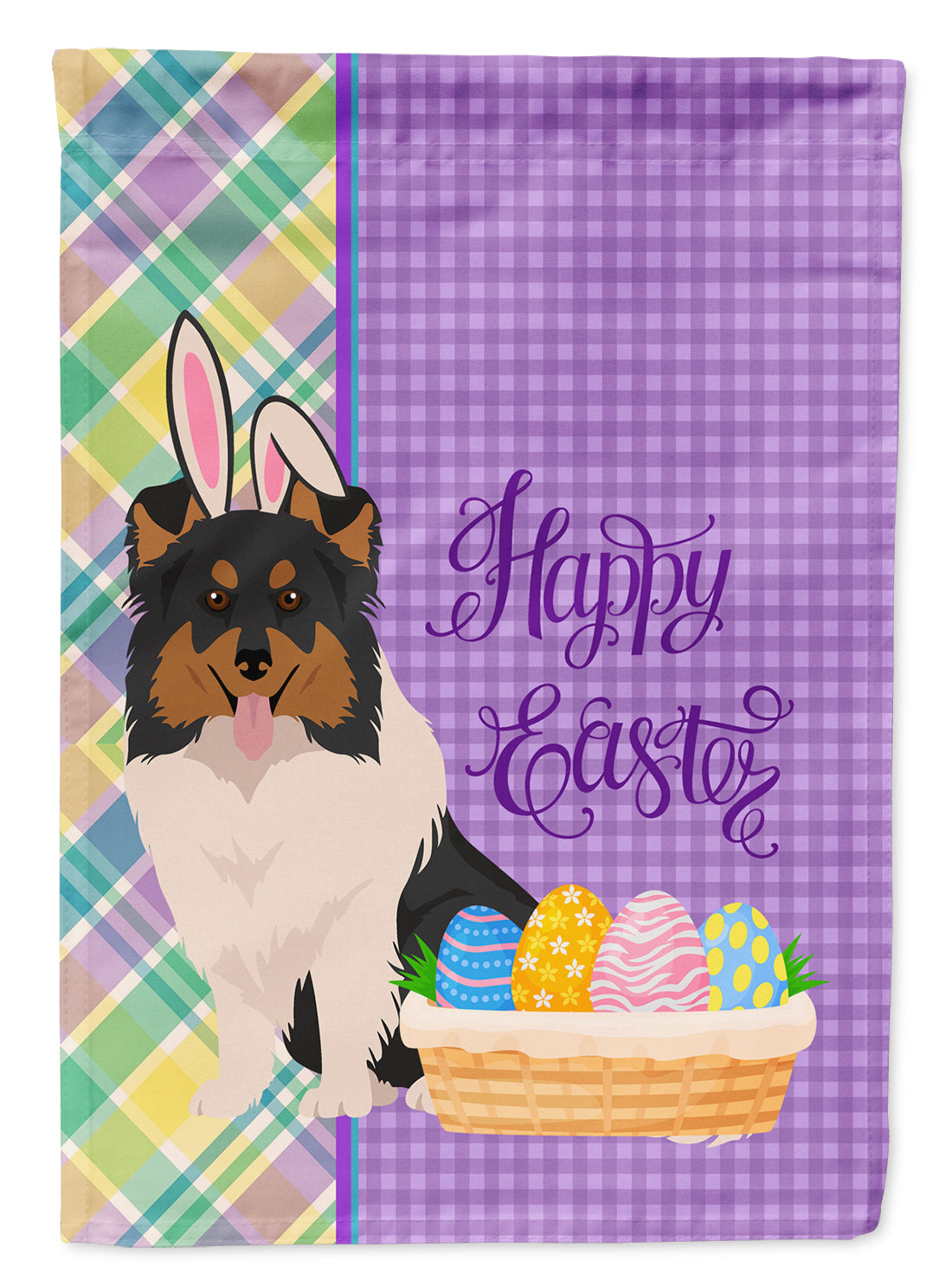 Tricolor Sheltie Easter Flag Garden Size  the-store.com.