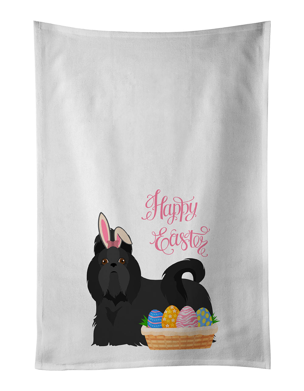 Buy this Black Shih Tzu Easter White Kitchen Towel Set of 2 Dish Towels