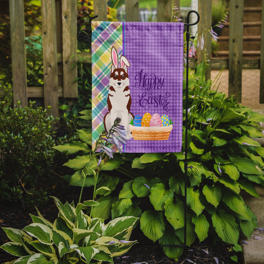 Red Siberian Husky Easter Flag Garden Size  the-store.com.